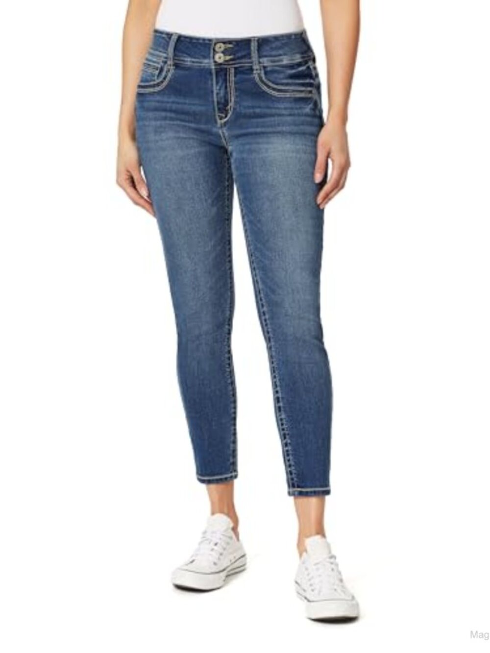 Luscious Curvy Ankle Jeans Insta Stretch Mid Rise Double Button